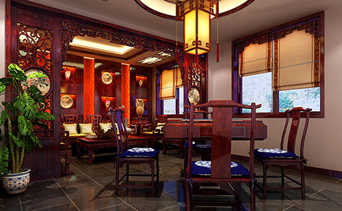 东城古典中式风格茶楼包间设计装修效果图