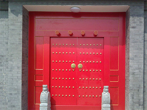 东城中国传统四合院系列朱红色中式木制大门木作